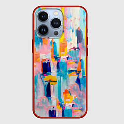 Чехол для iPhone 13 Pro Живописные мазки краски, цвет: 3D-красный