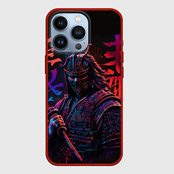 Чехол для iPhone 13 Pro Самурай неон, цвет: 3D-красный