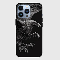Чехол для iPhone 13 Pro Черно-белый ворон, цвет: 3D-черный