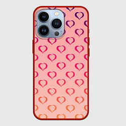 Чехол для iPhone 13 Pro Сердечный принт на день влюблённых, цвет: 3D-красный