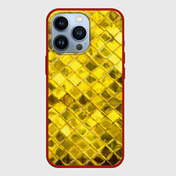 Чехол для iPhone 13 Pro Золотые ромбы, цвет: 3D-красный