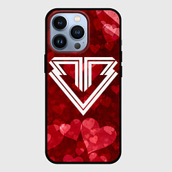 Чехол для iPhone 13 Pro Big bang red hearts, цвет: 3D-черный