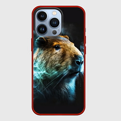Чехол для iPhone 13 Pro Капибара и голубой дым, цвет: 3D-красный