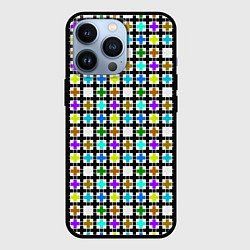 Чехол для iPhone 13 Pro Геометрический узор в клетку разноцветный, цвет: 3D-черный