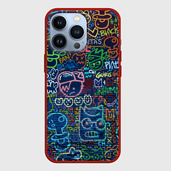 Чехол для iPhone 13 Pro Разрисованная стена, цвет: 3D-красный