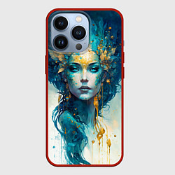 Чехол для iPhone 13 Pro Золотая богиня акварель, цвет: 3D-красный