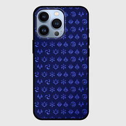 Чехол для iPhone 13 Pro Паттерн элементали под гидро, цвет: 3D-черный