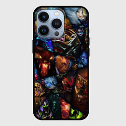 Чехол для iPhone 13 Pro Мозаика персонажи Dota 2, цвет: 3D-черный