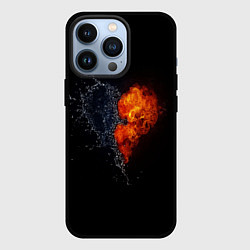 Чехол для iPhone 13 Pro Любовь, огонь и вода, цвет: 3D-черный