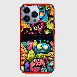 Чехол для iPhone 13 Pro Монстры перевертыши, цвет: 3D-красный