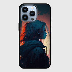 Чехол для iPhone 13 Pro Девушка в городе в аниме стиле, цвет: 3D-черный