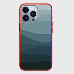 Чехол для iPhone 13 Pro Бирюзовые волны, цвет: 3D-красный