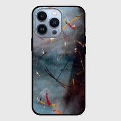 Чехол для iPhone 13 Pro Тёмно-серый туман и краски, цвет: 3D-черный