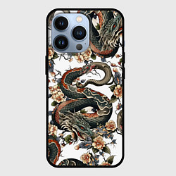 Чехол для iPhone 13 Pro Тату японский дракон, цвет: 3D-черный