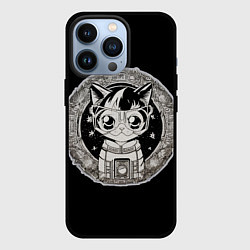 Чехол для iPhone 13 Pro Ретро аниме кот в космосе, цвет: 3D-черный