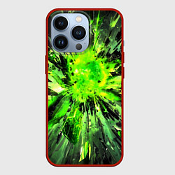 Чехол для iPhone 13 Pro Fractal green explosion, цвет: 3D-красный