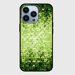 Чехол iPhone 13 Pro Геометрическое зелёное искажение в пространстве