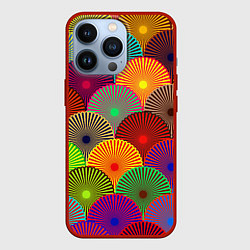 Чехол для iPhone 13 Pro Multicolored circles, цвет: 3D-красный