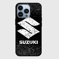 Чехол для iPhone 13 Pro Suzuki с потертостями на темном фоне, цвет: 3D-черный