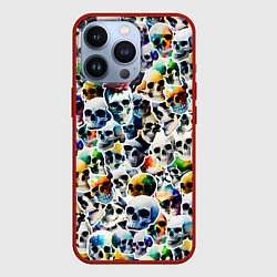 Чехол для iPhone 13 Pro Акварельные черепа, цвет: 3D-красный