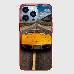 Чехол для iPhone 13 Pro Ретро маслкар Chevrolet Corvette Stingray, цвет: 3D-красный