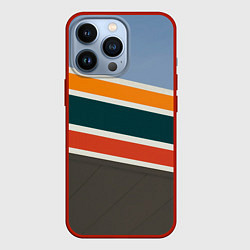 Чехол iPhone 13 Pro Оранжевые и белые абстрактные полосы
