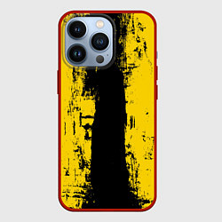 Чехол iPhone 13 Pro Вертикальная черно-желтая полоса Cyberpunk 2077