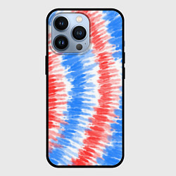 Чехол для iPhone 13 Pro Тай-дай красный с голубым, цвет: 3D-черный