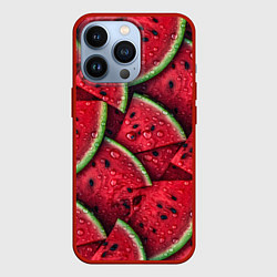 Чехол для iPhone 13 Pro Сочная текстура из долек арбуза, цвет: 3D-красный