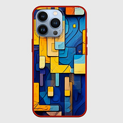 Чехол iPhone 13 Pro Синие и жёлтые фигуры