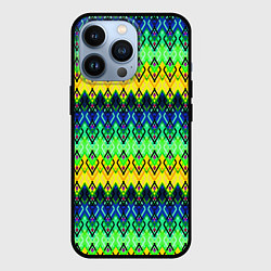 Чехол для iPhone 13 Pro Разноцветный желто-синий геометрический орнамент, цвет: 3D-черный
