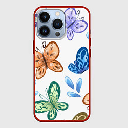 Чехол для iPhone 13 Pro Стая водных бабочек, цвет: 3D-красный