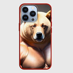 Чехол для iPhone 13 Pro Медведь качек, цвет: 3D-красный