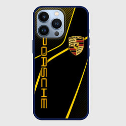 Чехол для iPhone 13 Pro Porsche - Gold line, цвет: 3D-тёмно-синий