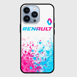 Чехол для iPhone 13 Pro Renault neon gradient style: символ сверху, цвет: 3D-черный