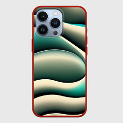 Чехол для iPhone 13 Pro Зеленая плавная волна, цвет: 3D-красный