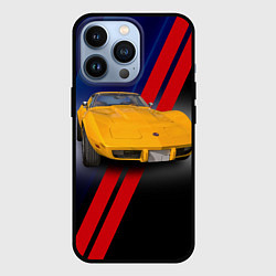 Чехол для iPhone 13 Pro Классический спорткар Chevrolet Corvette Stingray, цвет: 3D-черный