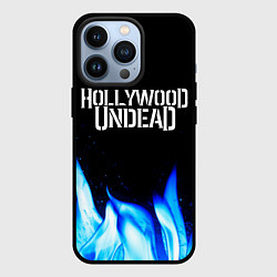 Чехол для iPhone 13 Pro Hollywood Undead blue fire, цвет: 3D-черный