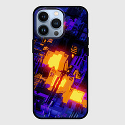 Чехол для iPhone 13 Pro Фиолетовая и оранжевая схема, цвет: 3D-черный