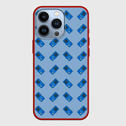 Чехол для iPhone 13 Pro Синяя консоль тетрис, цвет: 3D-красный