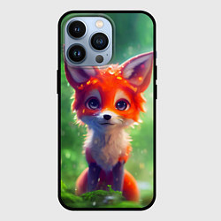 Чехол для iPhone 13 Pro Рыжий лисенок под лесным дождем, цвет: 3D-черный