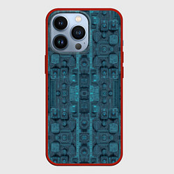 Чехол для iPhone 13 Pro Паттерн микросхема, цвет: 3D-красный