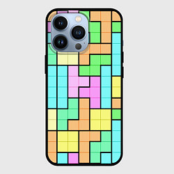 Чехол для iPhone 13 Pro Светлая стена из блоков Тетриса, цвет: 3D-черный