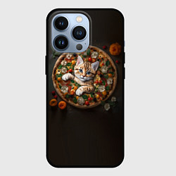 Чехол для iPhone 13 Pro Кот в пицце, цвет: 3D-черный