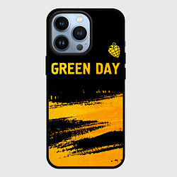 Чехол для iPhone 13 Pro Green Day - gold gradient: символ сверху, цвет: 3D-черный