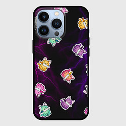 Чехол для iPhone 13 Pro Котики и молнии, цвет: 3D-черный