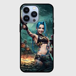 Чехол для iPhone 13 Pro Arcane league of legends Jinx с пистолетом, цвет: 3D-черный