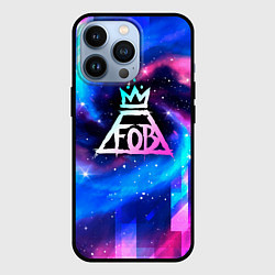 Чехол для iPhone 13 Pro Fall Out Boy неоновый космос, цвет: 3D-черный