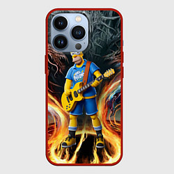 Чехол для iPhone 13 Pro Гомер Симпсон играет на гитаре, цвет: 3D-красный