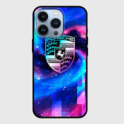 Чехол для iPhone 13 Pro Porsche неоновый космос, цвет: 3D-черный